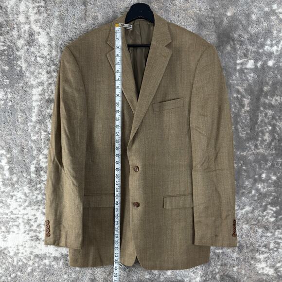 Lauren Ralph Lauren Size 44L Wool Silk Blend Career Blazer Jacket Beige Notched - Picture 3 of 10